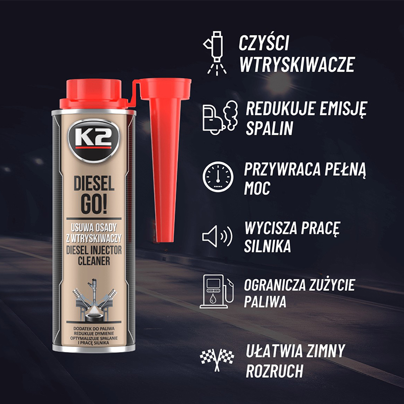 DODATEK DO PALIWA K2 DIESEL GO! 250ML - REDUKTOR DYMIENIA, OPTYMALIZATOR PRACY SILNIKA-347600854