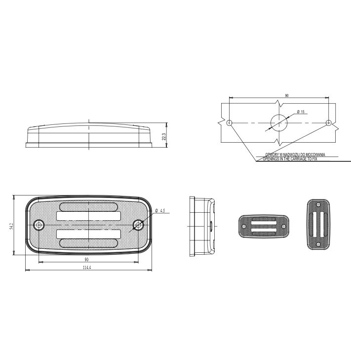 LAMPA OBRYSOWA CZERWONA DIODOWA Z UCHWYTEM, 12/24V-347602561