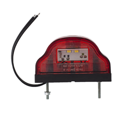 LAMPA OŚWIETLENIA TABLICY REJESTRACYJNEJ DIODOWA, KLOSZ BIAŁY, CZERWONA, 12/24V-347602938