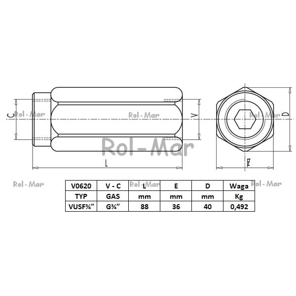 ZAWÓR ZWROTNY VU 3/4" - 0,5 BAR-347871167
