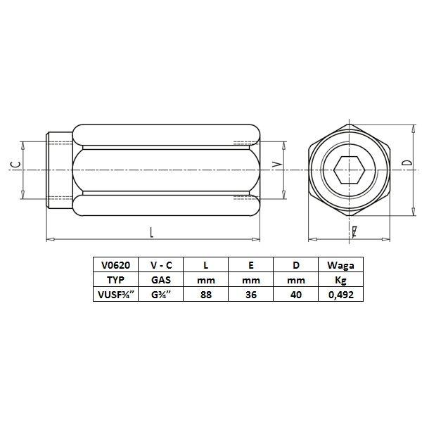 ZAWÓR ZWROTNY VU 3/4" - 0,5 BAR-347871165