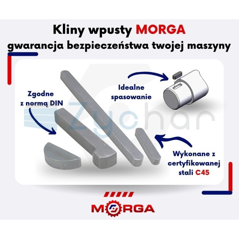 Klin noskowy 16x10x100 DIN6887 Stal C45 MORGA (spr