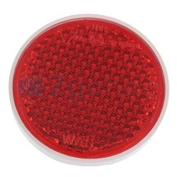 ODBLASK OKRĄGŁY ZE ŚRUBĄ CZERWONY FI 75MM