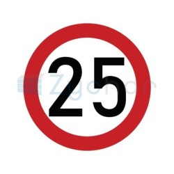 Naklejka laminowana limit prędkości 25 kmh- czerw