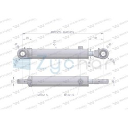 Cylinder hydrauliczny - siłownik dwustronny pomocn