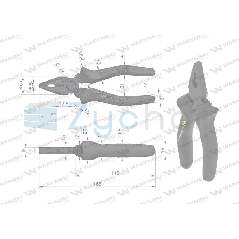 Szczypce uniwersalne 160 mm Waryński