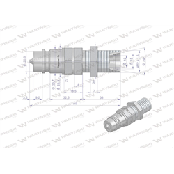 Szybkozłącze hydrauliczne wtyczka long M22x1.5 gwint zewnętrzny EURO (9100822W) (ISO 7241-A) Waryński (opakowanie 50szt)-3479279