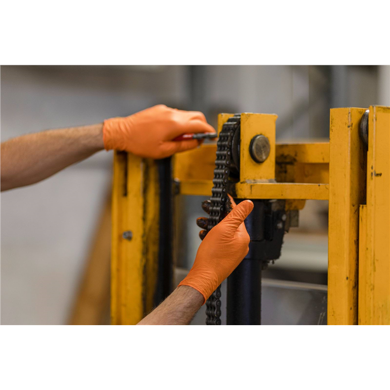 Rękawice nitrylowe Nitrile X-Grip 240 mm, rozmiar L, pomarańczowe, 50 szt., Kerbl-347551529
