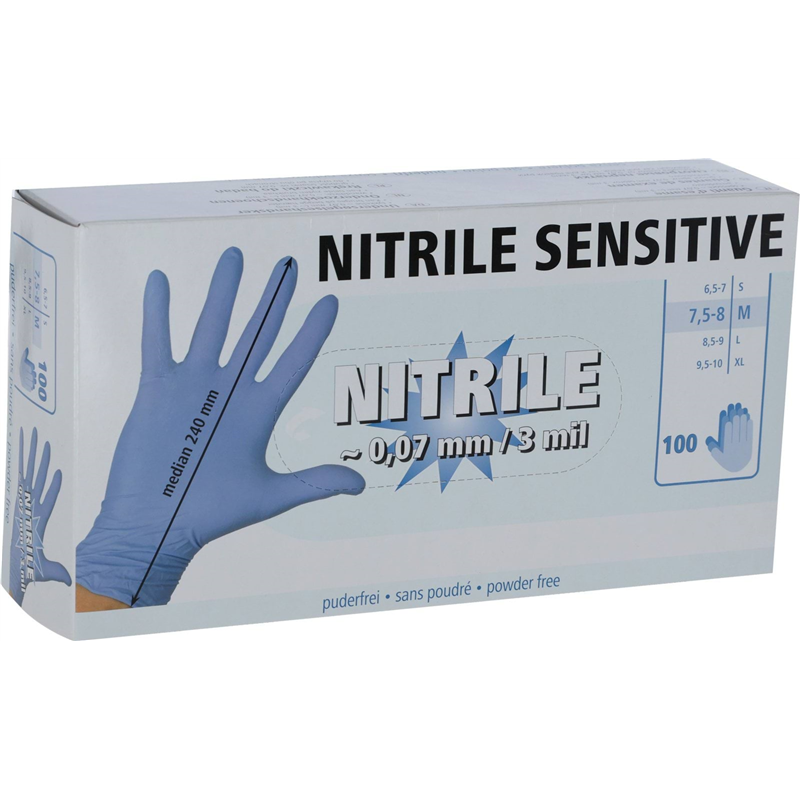 Rękawice nitrylowe Nitrile Sensitive, rozmiar XL, niebieske, 100 szt., Kerbl-347769581