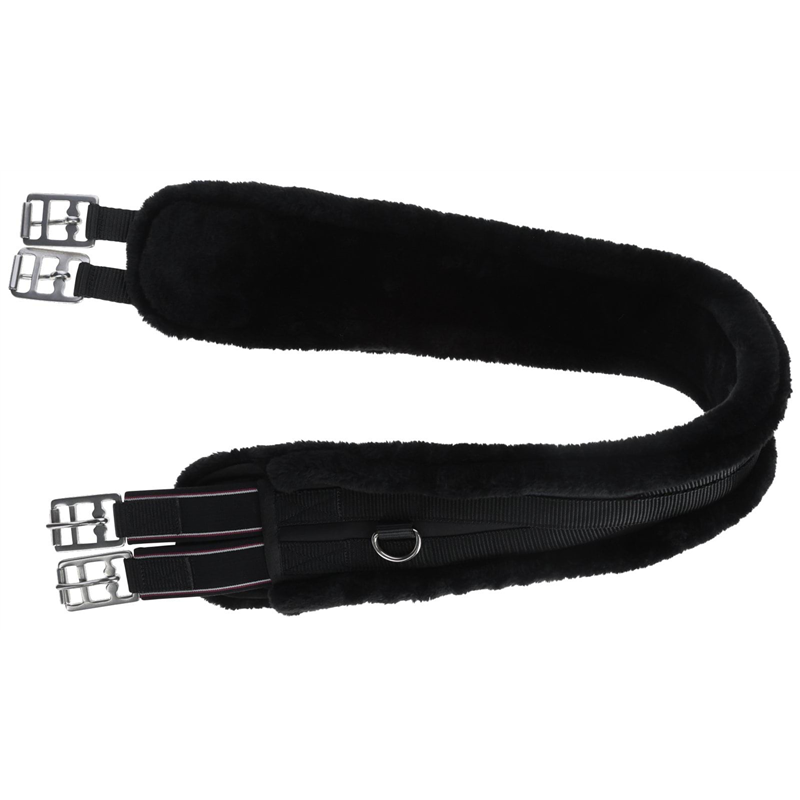 Popręg ze sztucznym futrem, czarny, 140 cm, Covalliero-347545424