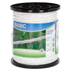 Linka ogrodzeniowa BASIC, 200 m x 6 mm, biała, Kerbl-347551889