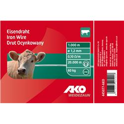 Drut ocynkowany do ogrodzeń elektrycznych, mała szpula, 1,2 mm, 1000 m, AKO-347768616