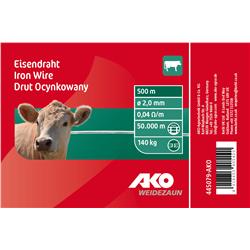 Drut ocynkowany do ogrodzeń elektrycznych, mała szpula, 2,0 mm, 500 m, AKO-347554916