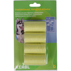 Woreczki na odchody 4 rolki x 20 szt., biodegradowalne, zielone, Kerbl-347543203