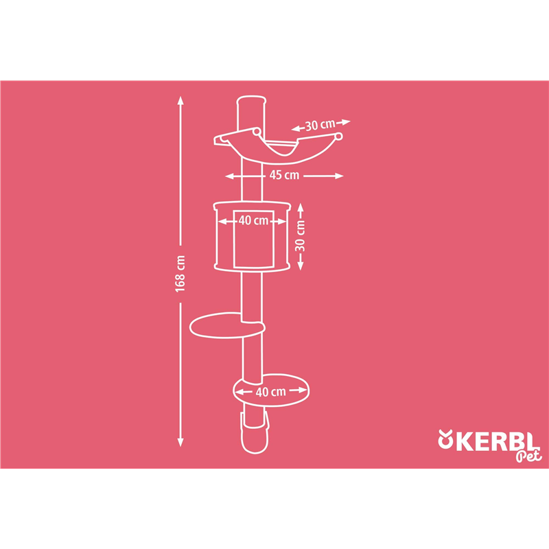 Drapak dla kota Dolomit, ścienny, 168 cm, biały, Kerbl-347753369