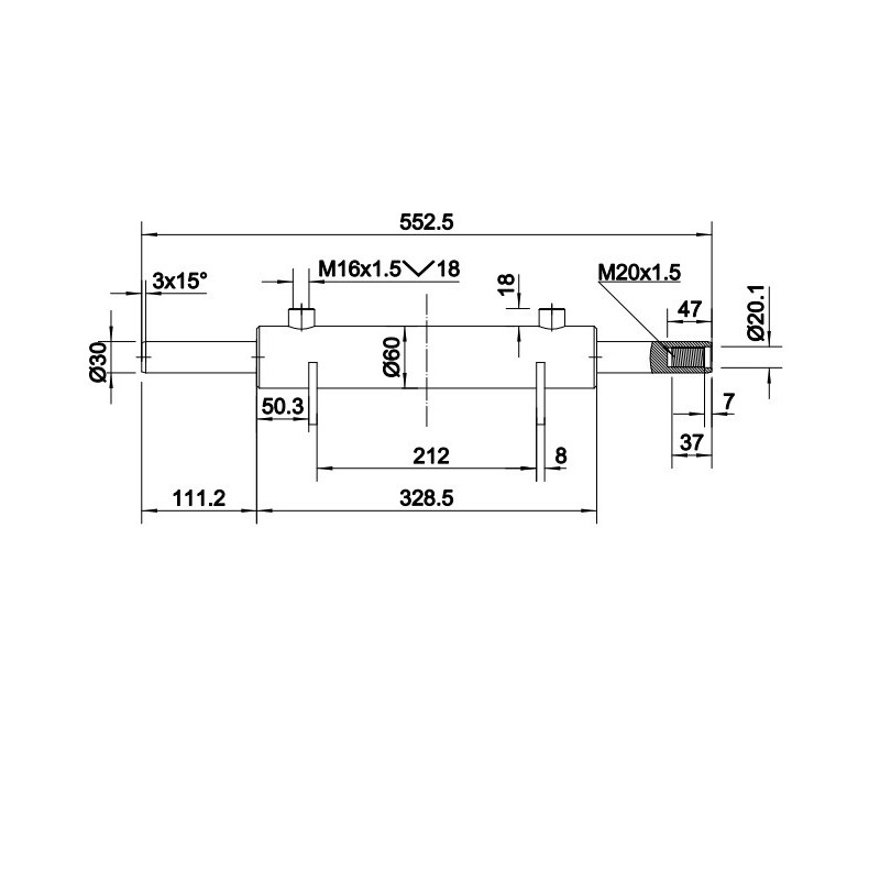 Siłownik dwustronnego działania skok 2x80mm do układu wspomagania ARCHIMEDES-347495336