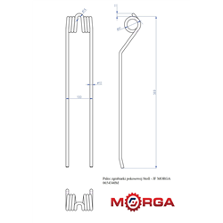 Palec ząb przetrząsaczo - zgrabiarki pokosowej Stoll - JF 0654340 FI-10mm L-580mm malowany proszkowo MORG-347513473