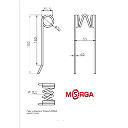 Palec ząb podbieracza FI-5mm L-190mm Welger 0940522500 malowany proszkowo MORGA-347508522