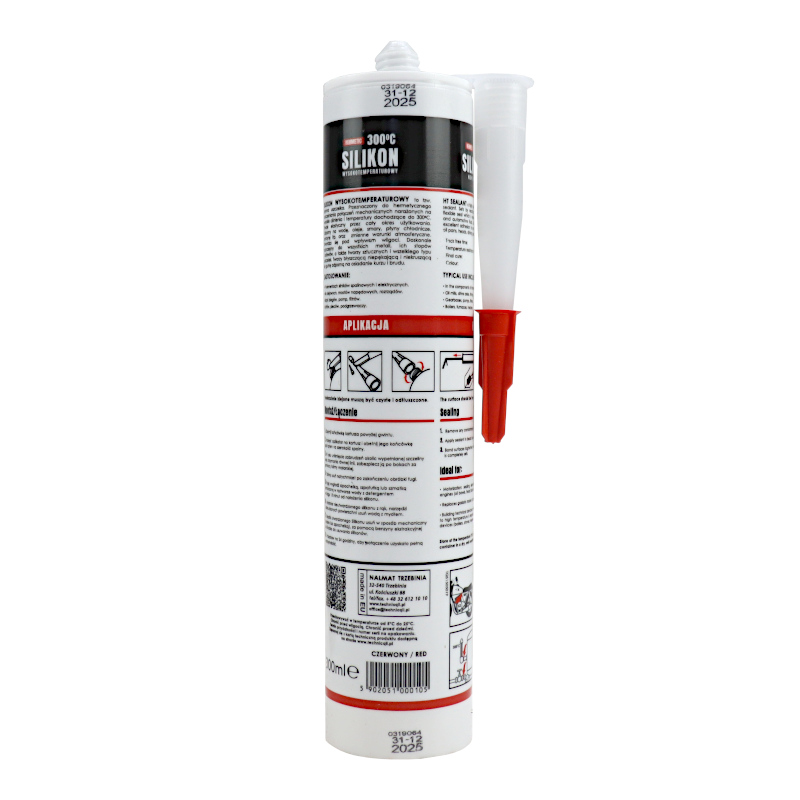 Silikon wysokotemperaturowy kartusz 300ml od -40do +300C czerwony Technicqll-347480771