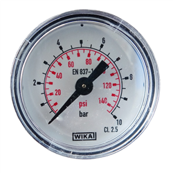 Manometr z rurką Bourdona, zakres 0-10 bar (0-140 psi), średnica 40mm, przyłącze tylne 1/8"-347499685