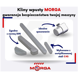 Wpust pryzmatyczny 12x8x500 DIN 6885 Stal C45 MORGA-347514030