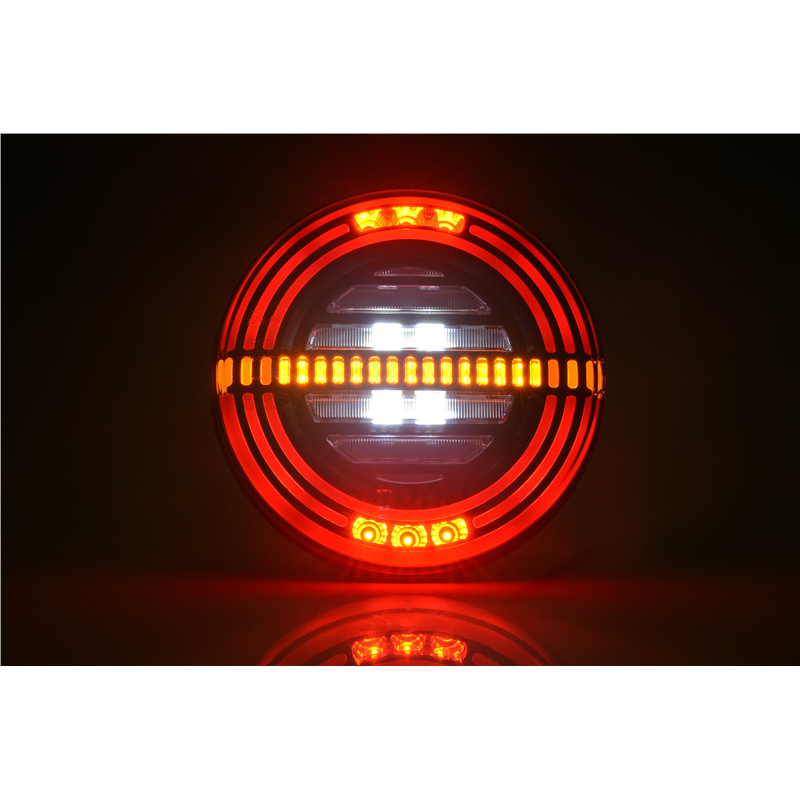 Lampa zespolona tylna okrągła W193 LED 12V/24V wodoodporna IP66/68 uniwersalna prawa, lewa neon kierunek pływający-347495099