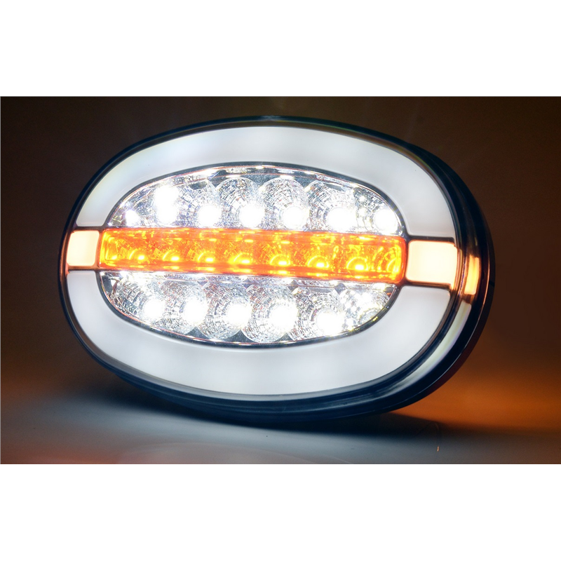 Lampa zespolona przednia elipsa W206 uniwersalna prawa - lewa LED 12V/24V wodoodporna IP66/68 neon-347496053