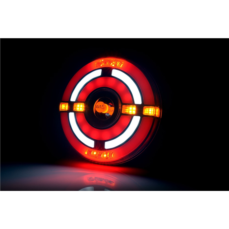 Lampa zespolona tylna projekcyjna W210DD LED 12V/24V wodoodporna IP66/68 lewa neon kierunek pływający-347496539