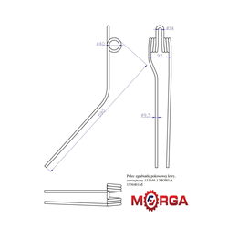 Palec ząb przetrząsaczo - zgrabiarki pokosowej lewy zewnętrzny 153646.1 Krone FI-9,5mm L-650 malowany proszkowo MORGA-347509282