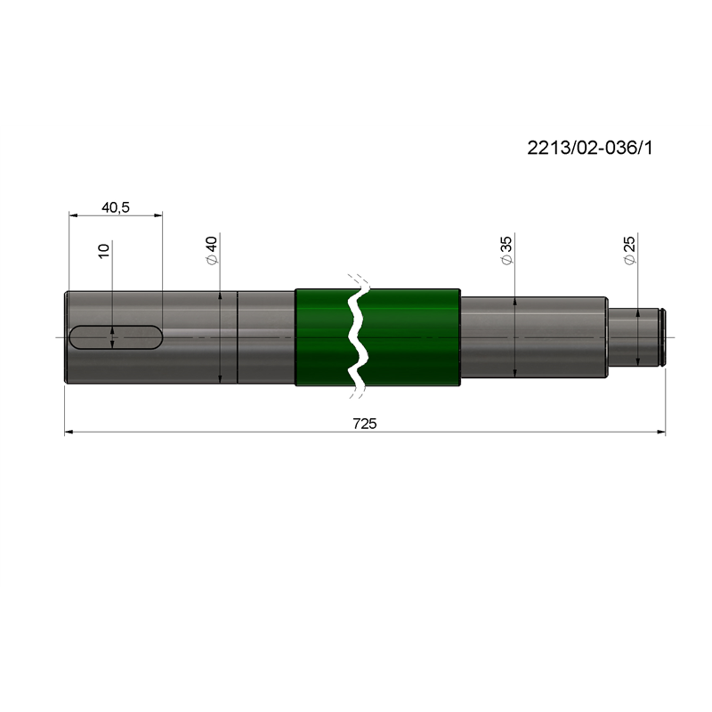 Wałek napędu przenośnika L-725mm rozrzutnik obornika-347487467
