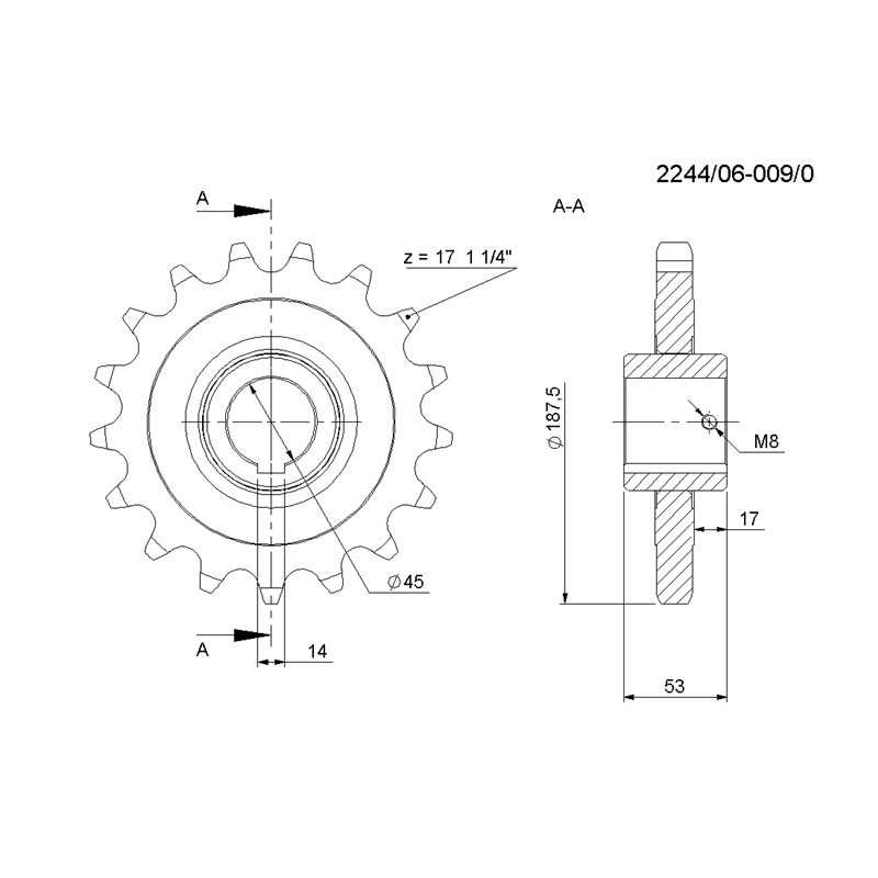 Koło łańcuchowe Z-17 1 1/4" hartowane rozrzutnik obornika Tytan-347492587