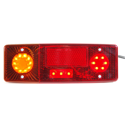 Lampa zespolona tylna E-551 z oświetleniem tablicy rejestracyjnej LED 12/24V lewa dodatkowy odblask wodoodporna z przewodem-3474