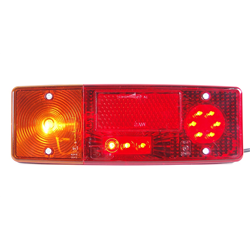 Lampa zespolona tylna E-551 z oświetleniem tablicy rejestracyjnej LED 12/24V lewa dodatkowy odblask kierunek żarówka wodoodporna