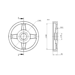 Koło pasowe duże 3 paski kosiarki rotacyjnej 1,35 Z-036 Rolmus-347481751