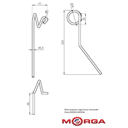 Palec ząb sprężysty pojedynczy 650500.0 nagarniacza motowideł FI-5,5mm L-200mm Claas malowany proszkowo MORGA-347513406