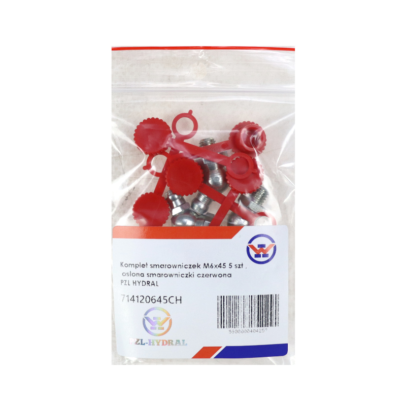 Komplet smarowniczek M6x45 5 szt , osłona smarowniczki czerwona PZL HYDRAL-347511454