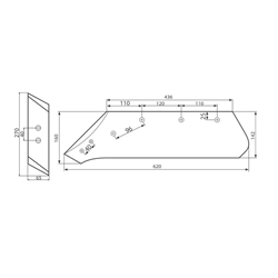 Lemiesz lewy z dłutem kompletny 18" Kverneland-347486909