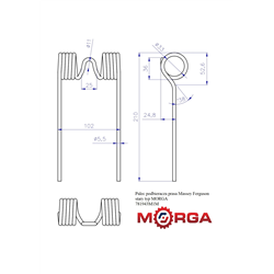 Palec ząb podbieracza prasa Massey Ferguson stary typ malowany proszkowo MORGA-347509536
