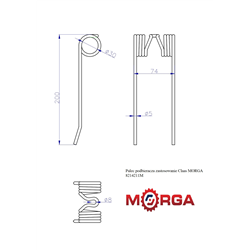 Palec ząb podbieracza FI-5mm L-200mm Claas 8214211 8603510 malowany proszkowo MORGA-347508524