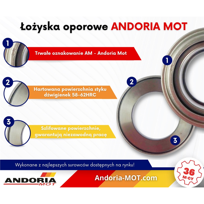 Łożysko wyciskowe wysokie (oporowe) C-385 ANDORIA-347501517