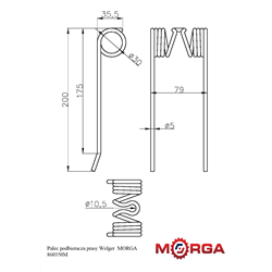 Palec ząb podbieracza FI-5mm L-200mm Claas 8603510 malowany proszkowo MORGA-347509737