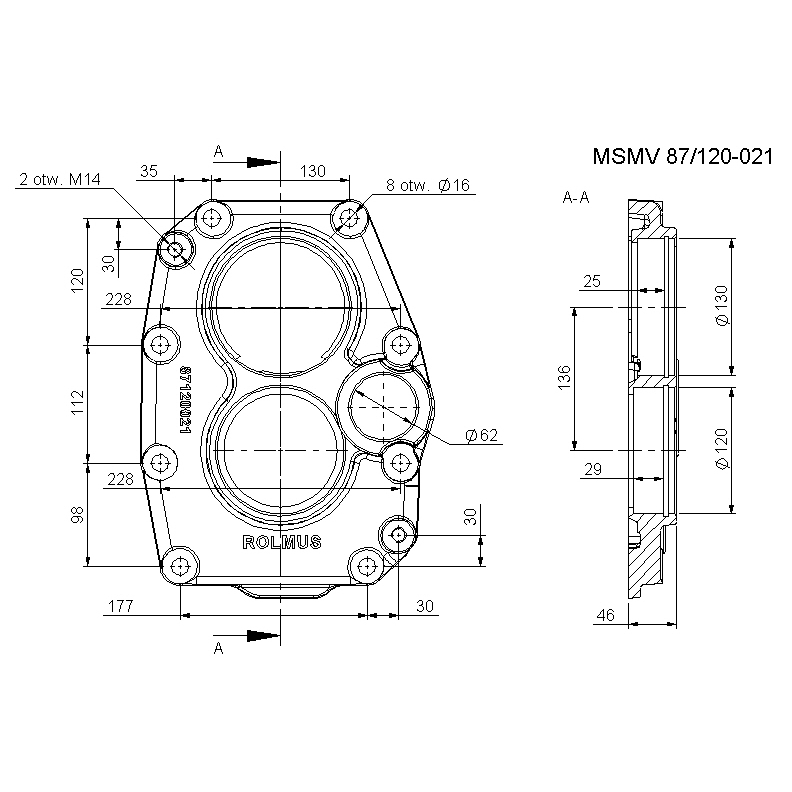 Pokrywa tylna skrzyni Ursus C-385 mały otwór FI-62 Rolmus 87120021-347491036