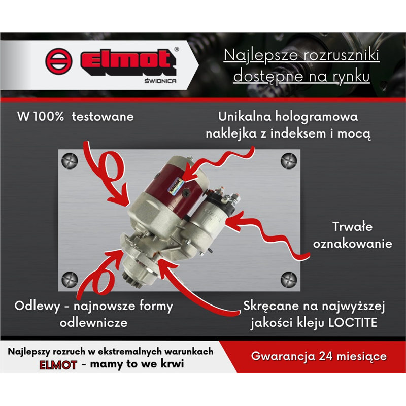 Rozrusznik z reduktorem typu Magneton Deutz Fendt 9142708 Elmot-347500920