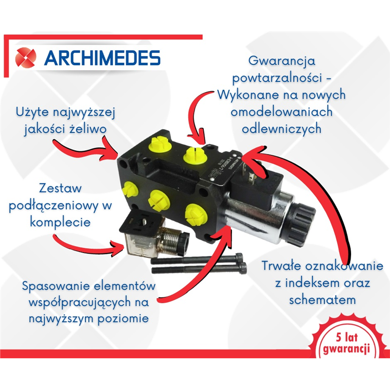 Dzielnik zawór elektrozawór kierunkowy elektromagnetyczny kontroli W-E12DVS6/2 (DVS6/50L) G1/2" 50L Archimedes-347501244
