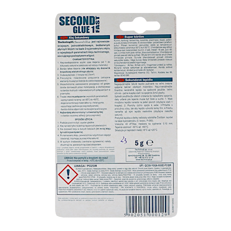 Klej cyjanoakrylowy sekundowy 5g C-129 Technicqll-347481058