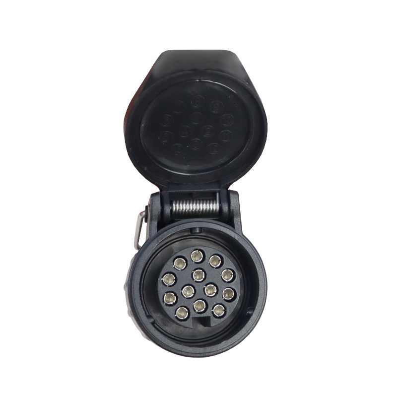 Gniazdo zawieszane 13-pin 12/24V wtyki niklowane Premium ELMOT-347515125