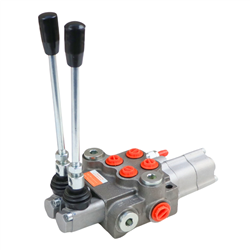 Rozdzielacz hydrauliczny dwusekcyjny ( 2-sekcyjny ) 40L/min z jedną sekcją pływającą i jedną z zatrzaskiem-347917832