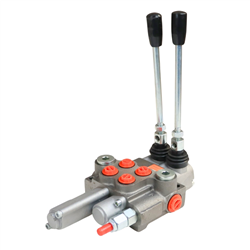 Rozdzielacz hydrauliczny dwusekcyjny ( 2-sekcyjny ) 40L/min z jedną sekcją pływającą i jedną z zatrzaskiem-347917835