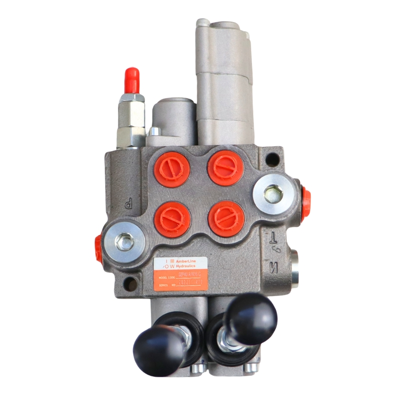 Rozdzielacz hydrauliczny dwusekcyjny ( 2-sekcyjny ) 40L/min z jedną sekcją pływającą i jedną z zatrzaskiem-347917833
