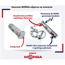 Sworzeń kulowy haka, zaczepu uniwersalny FI-32mm 200mm kula FI-50mm Hartowany MORGA-347500472